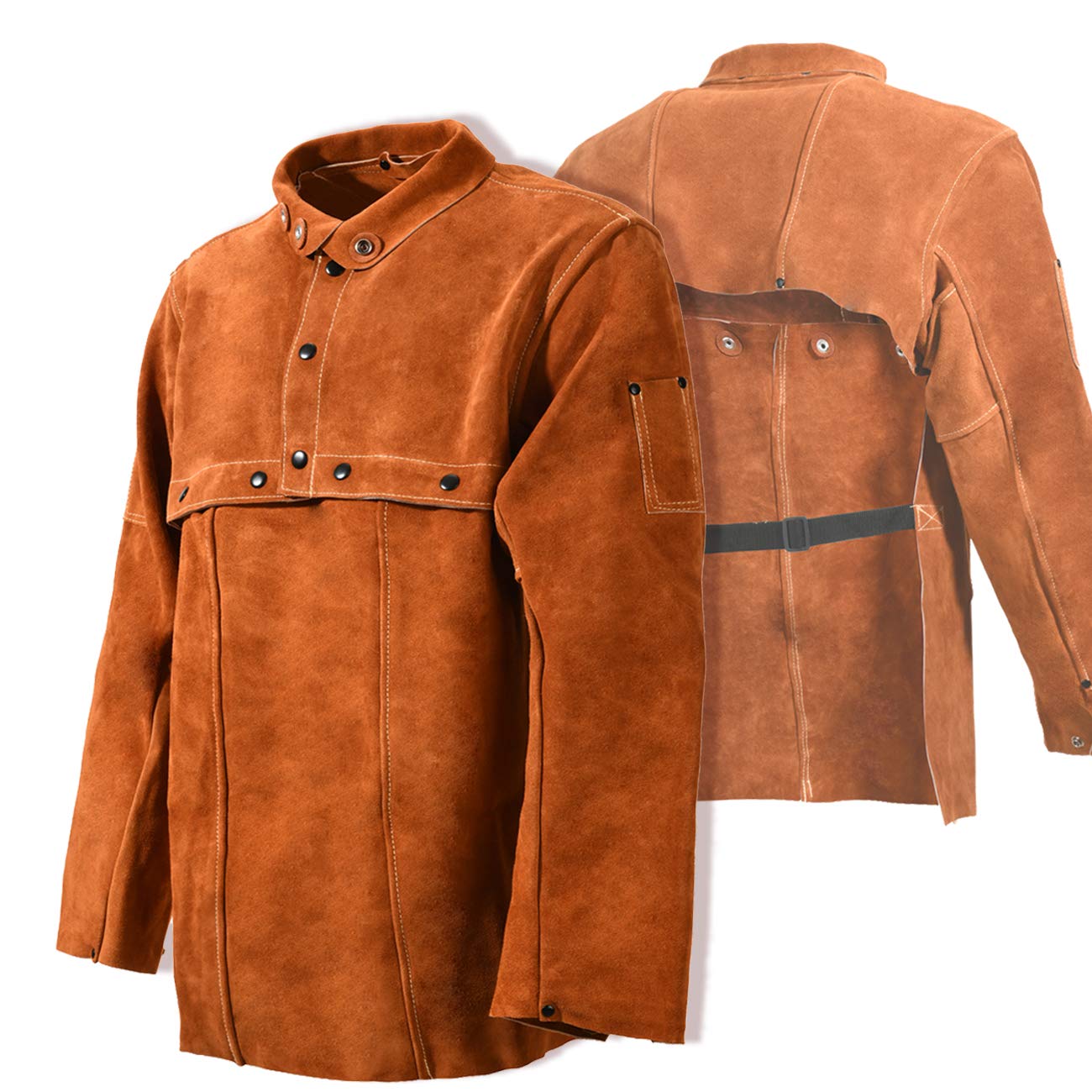 LeaSeek Leather Welding Jacket - Heavy Duty Welding Apron with